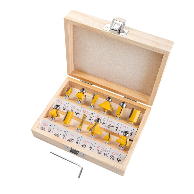 [Australia - AusPower] - HPMAISON 12-Piece Milling Cutter Set for Routers, Cylindrical Shank 6 mm, Precise Carbide Cutting Plates, Wood Cutter Bits Cutter Set for Edge Milling, Wood Router, Woodworking 12 pieces. Milling cutter set - shank 6 mm 