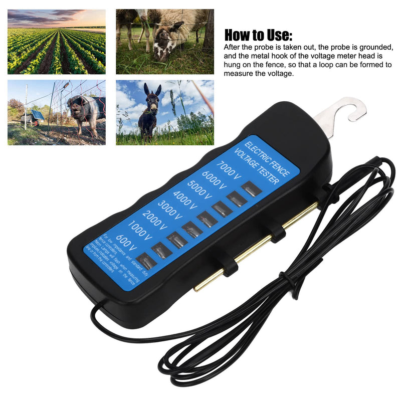 [Australia - AusPower] - 7000V Electric Fence Tester, ABS Eight Light Indicator Voltage Tester for Agricultural Supply Fencing 