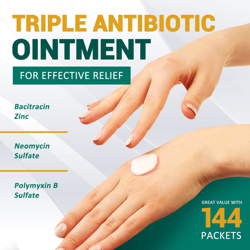 [Australia - AusPower] - MED PRIDE Triple Antibiotic Ointment [144 Packets x 0.9g Each]- First Aid Antibiotic Cream - Travel-Size Individual Antibiotic Ointment Packets for Burns, Scrapes, Cuts, Wound Care 