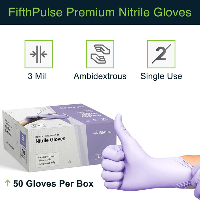 [Australia - AusPower] - Lilac Nitrile Disposable Gloves - 50 Count - 3 Mil Nitrile Gloves Medium - Powder and Latex Free Rubber Gloves - Surgical Medical Exam Gloves - Food Safe Cooking Gloves 