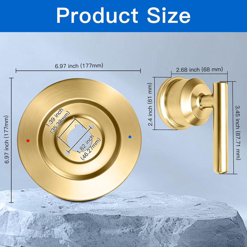Shower Trim Kit for Moen T2901 Handle, Compatible with Moen Gibson Shower/Tub 2510/2520/2570/2590 Pressure balanced Valves Series, Repair Wobbly Handle or Bathroom Renovation,Brushed Gold Brushed Gold