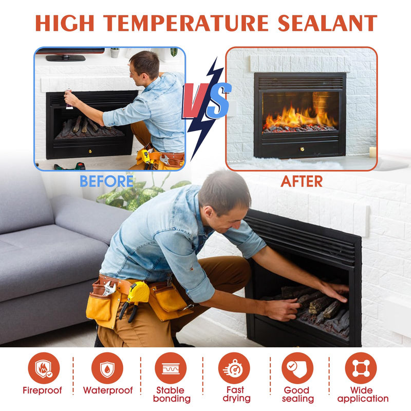 [Australia - AusPower] - Ganbaro® 482°F High Temp Silicone Sealant, High Temperature Adhesive, Heat Resistant Glue with Brush Fast Drying Waterproof Adhesive for Oven, Grill, Microwave 100 ml (Black) 