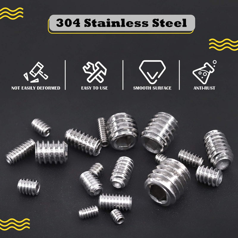 [Australia - AusPower] - Hilitchi 50Pcs SAE Stainless Hex Allen Head Socket Set Screws Grub Screw Bolts Assortment Kit Internal Hex Drive Cup-Point Screws #10-24 x 5/16 #10-24 x 5/16"-50Pcs 