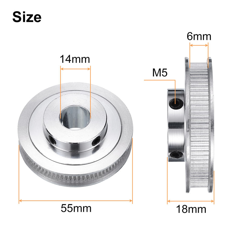 [Australia - AusPower] - uxcell 2pcs GT-2 Pulley Synchronous Wheel 80 Teeth 14mm Bore, Fit with 6mm Width Belt, Aluminum Alloy Timing Pulley Wheel for 3D Printer, CNC Machine 