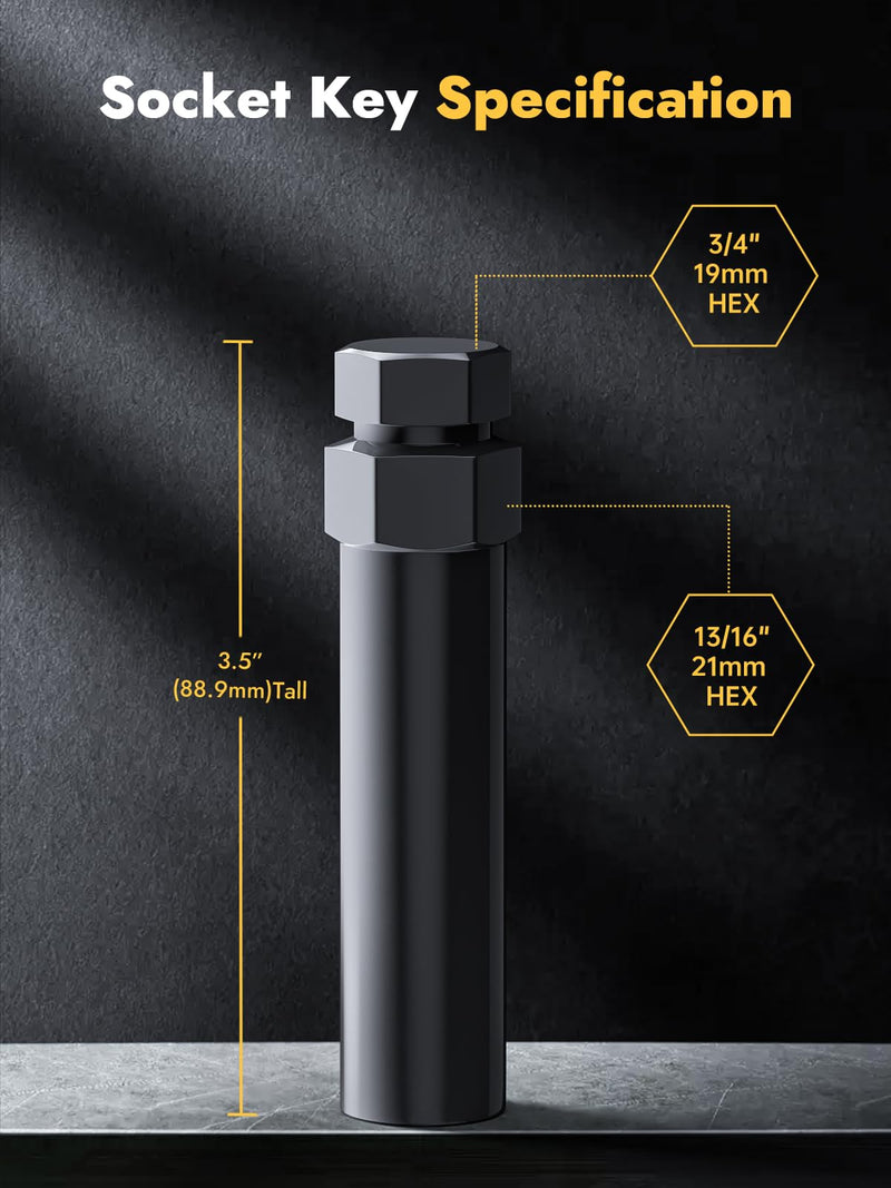 [Australia - AusPower] - MIKKUPPA 6 Point Spline Lug Nuts Tuner Socket Key Tool - with 17mm Hex for 1/2-20 12x1.5 12x1.25 Black Lug Nut Socket 6 Spline - 1 Pack 