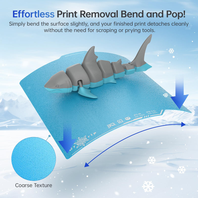 BIQU CryoGrip Pro Frostbite Cold Build Plate for Bambu-Lab X2D P2S P1S P1P X1C X1E A1 3D Printers, Super-Tack Spring Steel Sheet, 257x257mm, Room Temperature Printing, Double-Sided, 1 Piece 257*257MM Frostbite-Blue