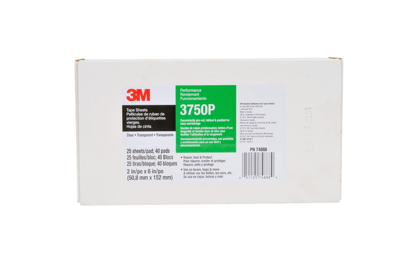 3M Tape Sheets 3750P, Clear, 2 in x 6 in, Conveniently Packaged (Pack of 40 Pads, 25 Sheets per pad) Sausage