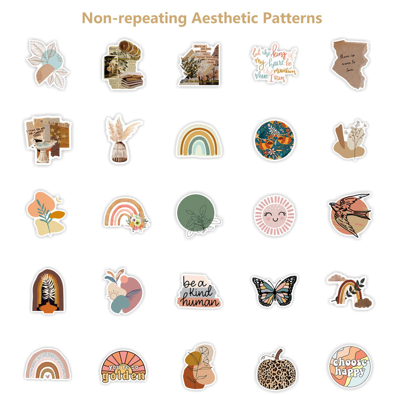 [Australia - AusPower] - Vintage Aesthetic Stickers 50 Pcs, Vinyl Waterproof Stickers for Water Bottles Laptop Phone Computer Guitar (1) 1 