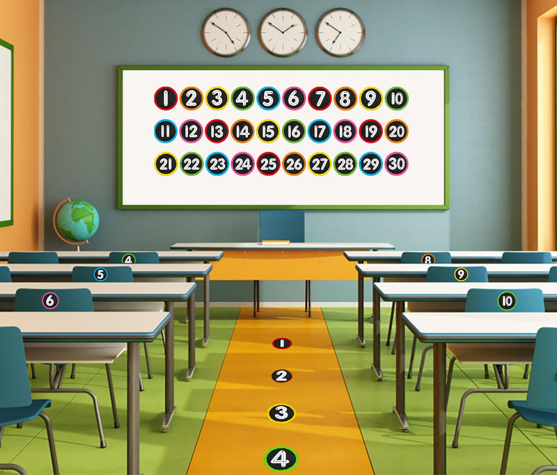 [Australia - AusPower] - WhatSign Line up Spots for Classroom Floor Number Stickers for Classroom 36Pcs Line up Dots Line up Numbers Floor Numbers for Classroom Lining up Back to School Preschool Kindergarten Supplies Bright 