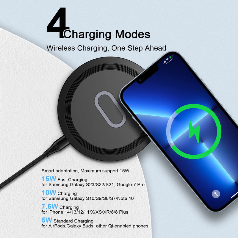 [Australia - AusPower] - Wireless Charger Samsung Fast Charging Pad for Samsung Galaxy S24/S23 Ultra/S22/S21/Z Flip 5,15W Wireless Charging Station Charger Mat with QC Adapter for Google Pixel 7a 8 7Pro 6,iPhone 15 14 13 12 Wireless Charger with QC Adapter 