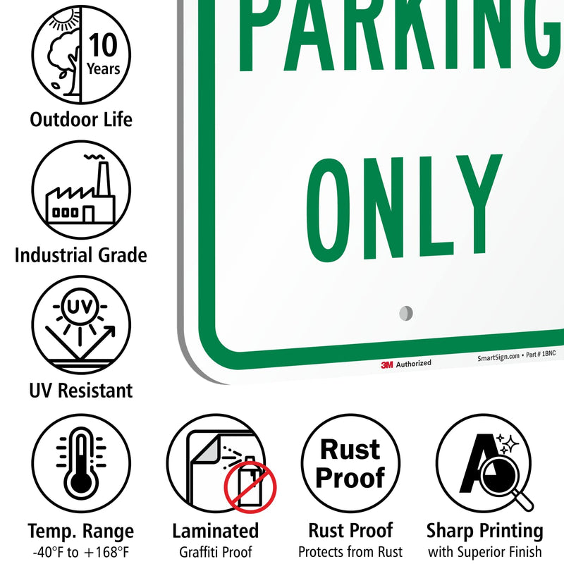 SmartSign - K-2615-EG-12x18-D2 "Staff Parking Only" Sign | 12" x 18" 3M Engineer Grade Reflective Aluminum Green on White EG Reflective