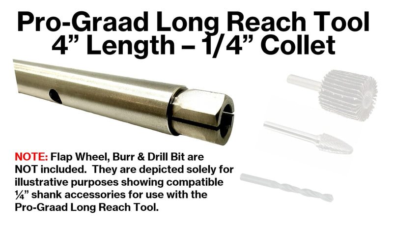 4" Long Reach Heavy Duty 1/4" Collet Extension Tool – Carbide Burr & Bit Holder for Die Grinder – Extended Reach for Engine Porting, Precision Grinding, Auto & Industrial Use 4" Length 1/4" Collet