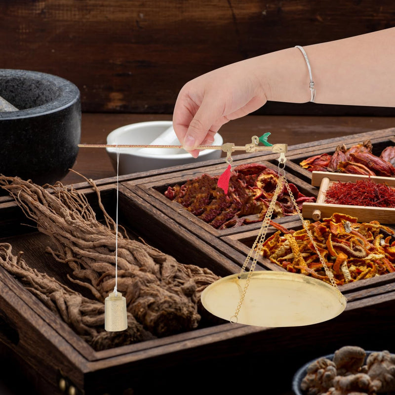 [Australia - AusPower] - BESTOYARD Mini Vintage Copper Scale Handheld Gram Scale 500G Capacity Portable Traditional Chinese Medicine for Herbs Tea Jewelry Dried Fruits 