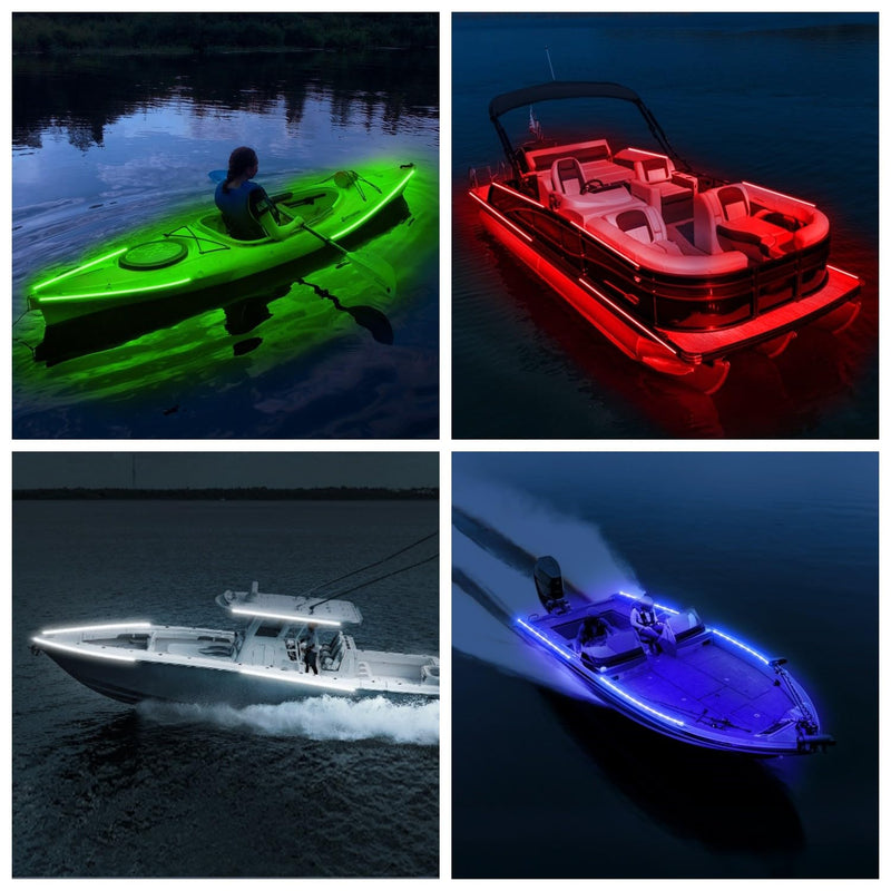 Boat Marine Submersible Led Strip Lights, 4 Pcs 20 Inches 12V Super Bright Boat Interior Lights, IP68 Waterproof Marine Led Strip Lights Night Fishing Lights for Boats, Kayak (Green) Green/20''
