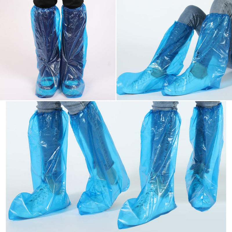 10 Pairs of Disposable Boot Covers, Blue Overshoes, Disposable Overshoes with Elastic Band, Disposable Overshoes, Rain Overshoes, Waterproof Rain Shoe Covers for Men and Women (50 cm) 10