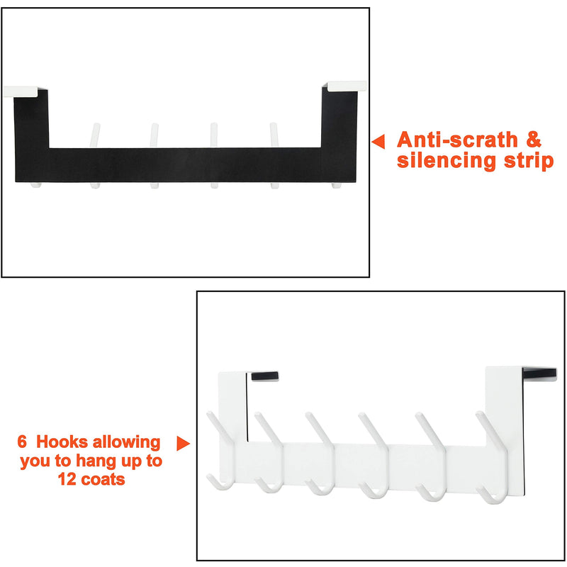 [Australia - AusPower] - SKOLOO Over The Door Hook White, Door Coat Rack for Entryway, Over Door Towel Hook for Bathroom, Stainless Steel Door Coat Hook for Hanging Backpack, Jacket, Robes, Purse 1 Pack 