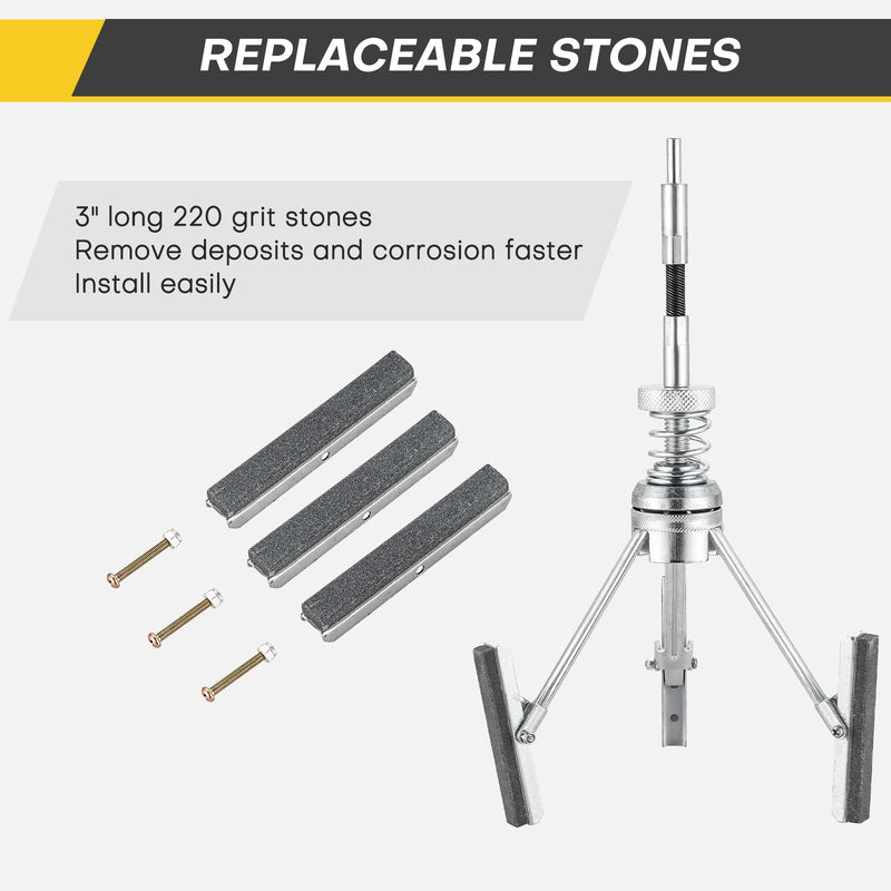 Engine Cylinder Hone Tool | 2" to 7" Diameter Adjustable Deglazer with Extra 3PCS Long Stones 220 Grit (3") 3"