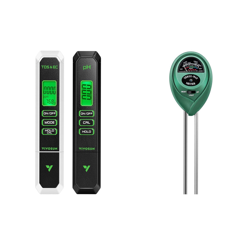 [Australia - AusPower] - VIVOSUN Digital pH and TDS Meter Kits and Soil Tester, 3-in-1 Plant Moisture Meter Light and PH Tester for Home, Garden, Lawn, Farm, Indoor and Outdoor Use, Promote Plants Healthy Growth 