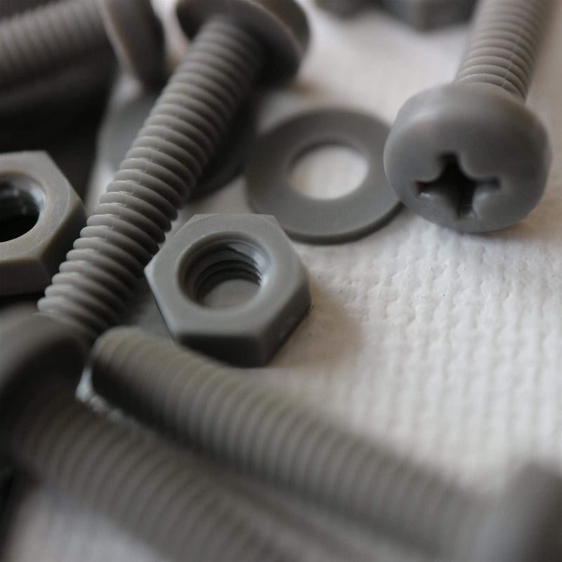 [Australia - AusPower] - 20 x Grey Pan Head Screws Polypropylene (PP) Plastic Nuts and Bolts, Washers, M4 x 20mm, Anti-Corrosion, Chemical Resistant, Gray, (5/32 x 25/32 in) 