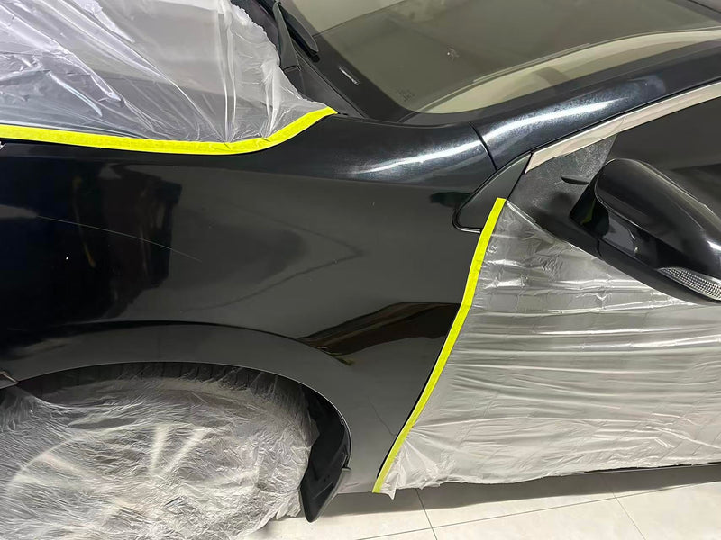 3 Rolls Pre-Taped Masking Film 59" x 66' Automotive Painters Tape and Plastic Painting Film for Covering Cars Walls Windows and Floor Furniture Protection