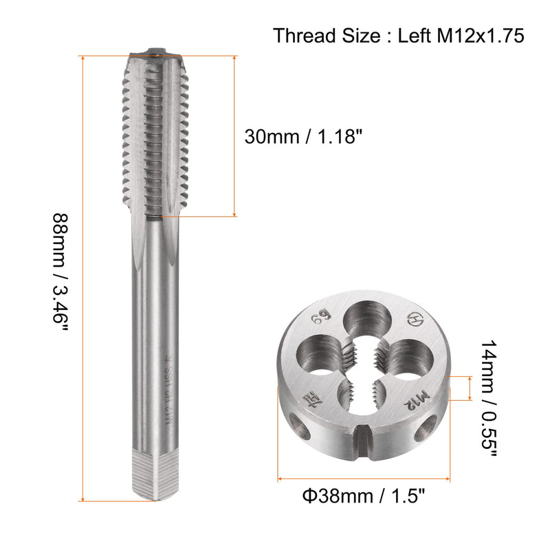 [Australia - AusPower] - sourcing map Taps and Die Sets M12 x 1.75 Metric Left Hand Thread with Straight Groove and Round Die 