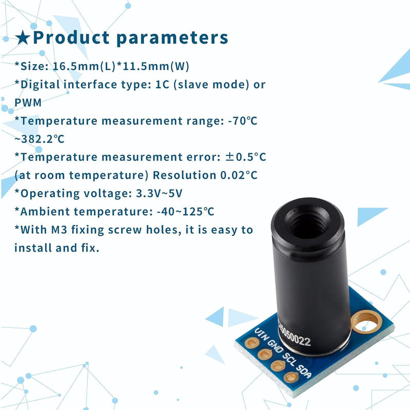 [Australia - AusPower] - Ticfox MLX90614-DCI Non-Contact Infrared Temperature Sensor Module High Precision Infrared Temperature Sensor Module Long Distance DIY PCB Electronic Components 