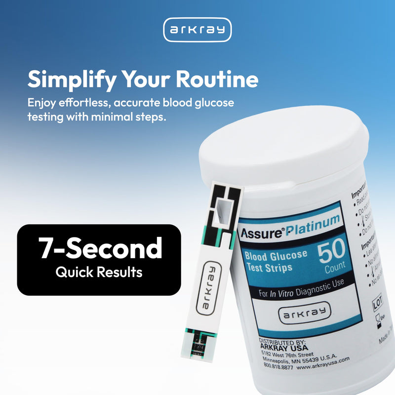Assure Platinum Blood Glucose Test Strips – No Coding Required, 0.5 Microliter Sample, Accurate & Fast 7-Second Results, Compatible with Assure Platinum Blood Glucose Meter, 50 Count