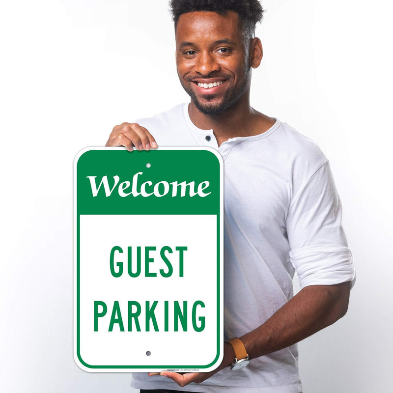 Welcome Guest Parking Sign, (SI-806) Large 12x18 Rust Free .63 Aluminum, Weather/Fade Resistant, Easy Mounting, Indoor/Outdoor Use, Made in USA