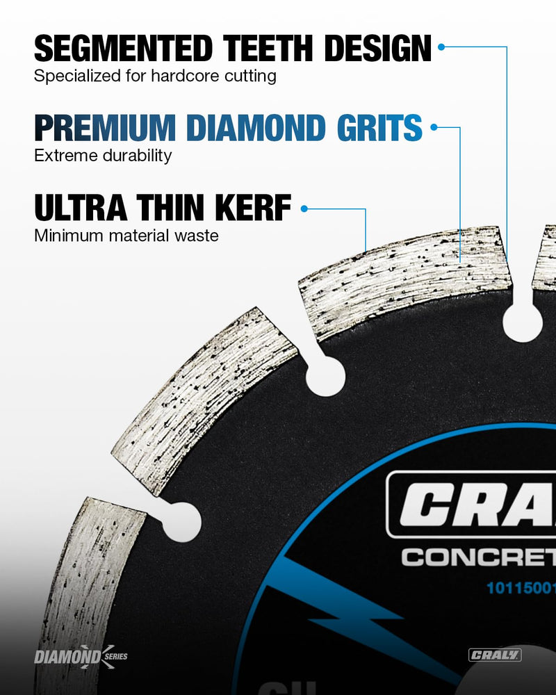 [Australia - AusPower] - CRALY 6 Inch Super Thin Segmented Diamond Blade, 7/8 in Arbor, 6'' Diamond Stone Blade for Angle Grinder & Masonry Saw, Diamond Cutting Wheel for Cutting Concrete, Brick, Granite, Block, 2PC 6 Inch (2 PCS) 