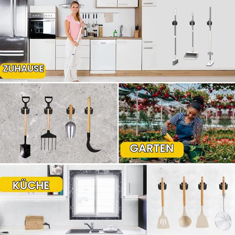 KAHEIGN 12-Piece Tool Holder Set, Broom Holder, Wall Garden Tool Holder, Broom Holder, Wall, Stainless Steel Wall Mount for Mop, Broom, Shovel, Garden Tools, Tool Holder Home Garden