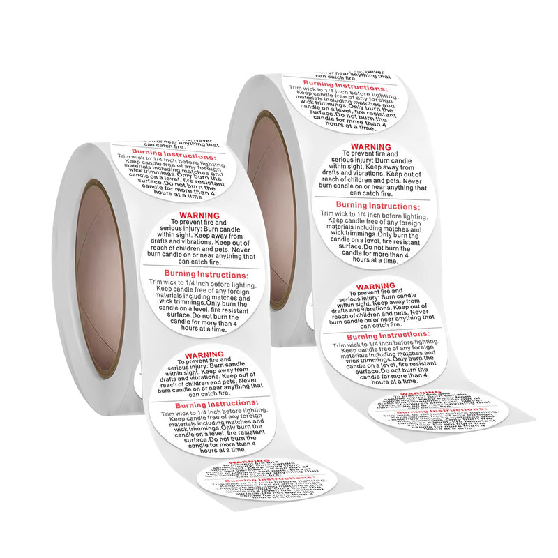 1000 PCS Candle Warning Labels, Candles Container Safety Stickers, 1.5 Inch for DIY Candle Jars