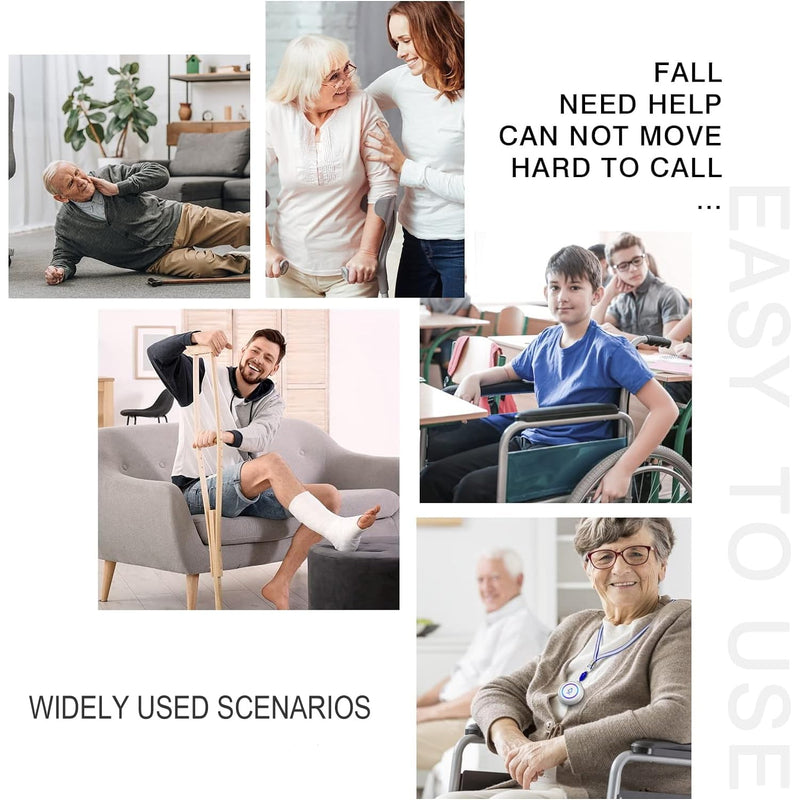 [Australia - AusPower] - Wireless Caregiver Pager, Medical Alert Systems with 3 Call Buttons and 2 Receivers for Seniors/Elderly at Home, Emergency Panic SOS Call Bell, Nurse Calling & Patient Assistance Alert 