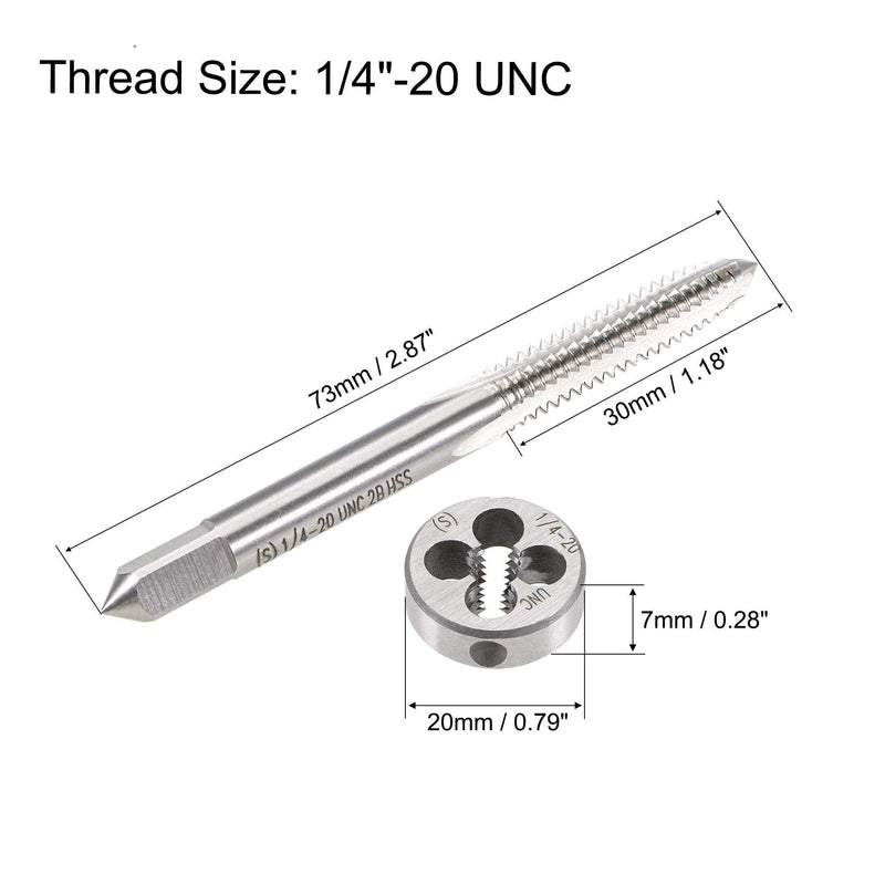[Australia - AusPower] - sourcing map 1/4"-20 UNC Tap and Die Set, HSS Machine Tap with Round Tap, Right Hand 