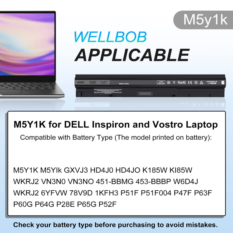 [Australia - AusPower] - M5Y1K Battery for Dell Inspiron 5559 5558 Battery, for Dell Inspiron 15 3000 5000 Battery 3558 3567 5555 5566 5759, Compatible with Dell Laptop Battery Replacement K185W GXVJ3 M5y1k 14.8V 40Wh Battery 40Wh M5Y1K 