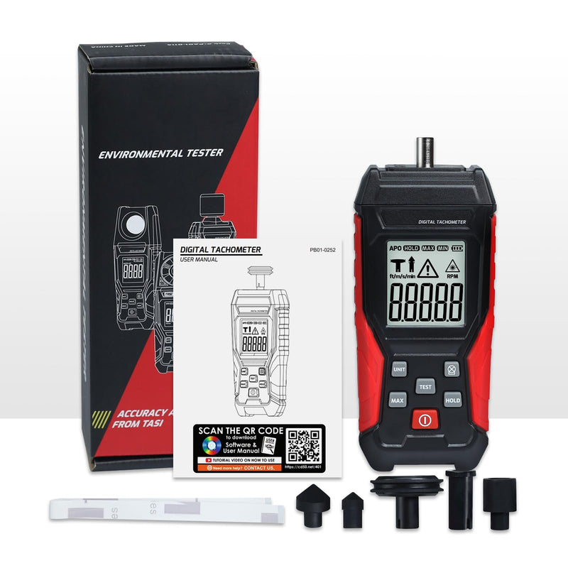 [Australia - AusPower] - 2-in-1 Digital Tachometer, Handheld Contact 3~19999RPM & Non-Contact 3~99999RPM Meter with 4 Probes,Hold Data, RPM Tachometer for Small Engines 