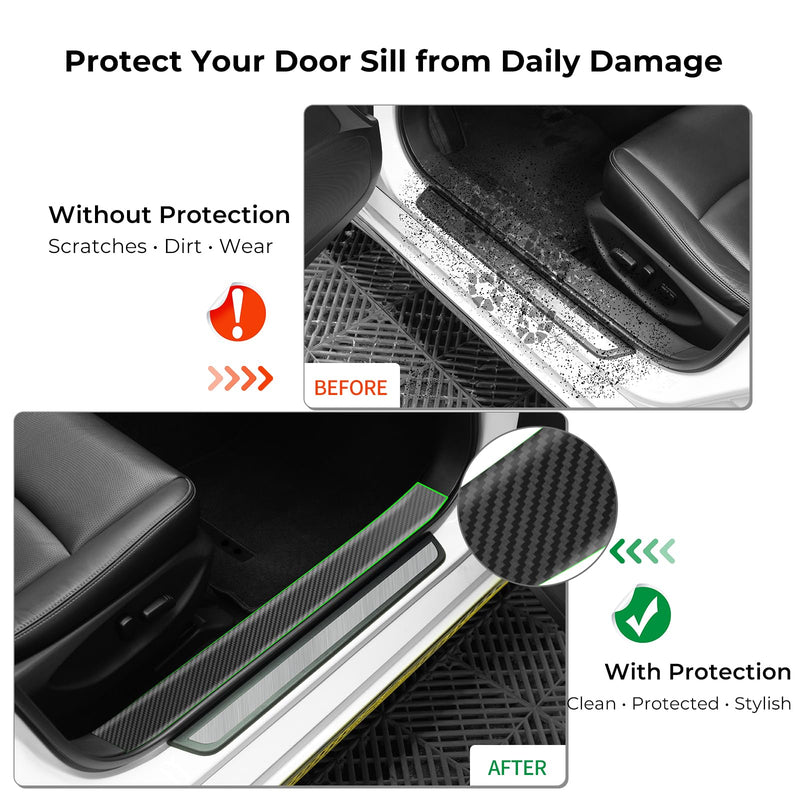 Carbon Fiber Vinyl Wrap Tape for Cars, 2.7In x 33ft Door Sill Protector, Waterproof Scratch Resistant Car Trim Film, Interior & Entry Protection
