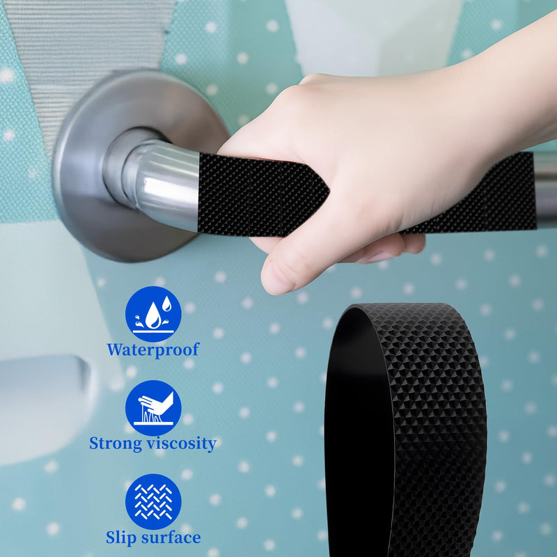 Notoke Anti Slip Grip Tape Heavy Duty - 0.8" x 16Ft Black Rubber Grip Tape - Waterproof & Non-Abrasive Safety Tape Cushion Pad for Indoor & Outdoor Use - Making Handles or Contact Surfaces Safer