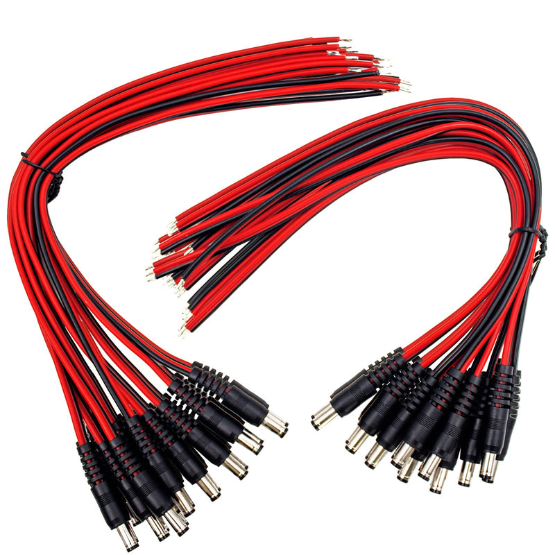 [Australia - AusPower] - DC Power Pigtails Cable, 20Pcs DC 5.5 X 2.1 mm Barrel Male DC Plug Connector Pigtail for Led Strip, Security Camera Wire CORD20PC 