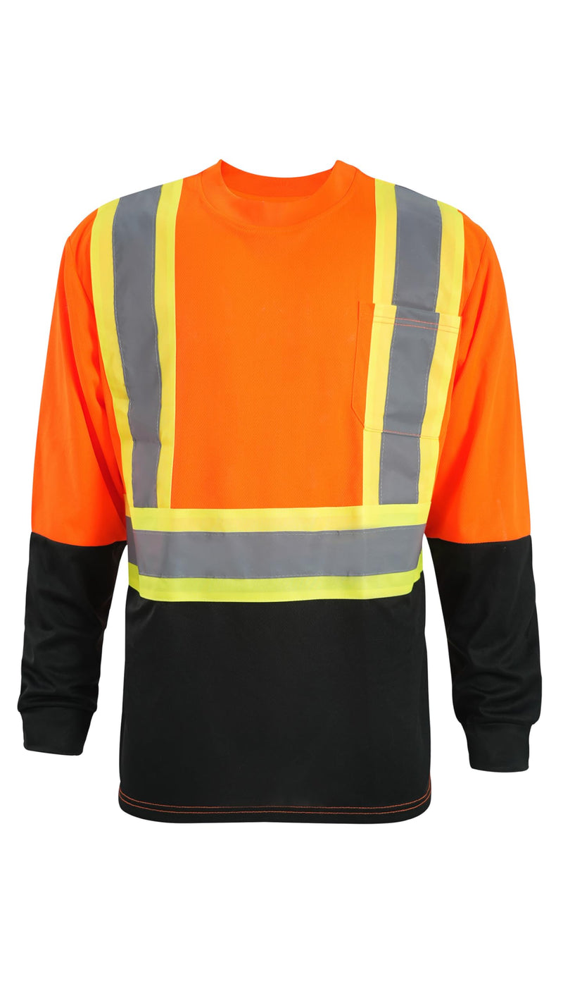 Facitisu High Visibility Safety T-Shirts with Reflective Stripes, Orange and Yellow, Short Sleeve Work Long Shirts, 5 Pack Set B-206 X-Large