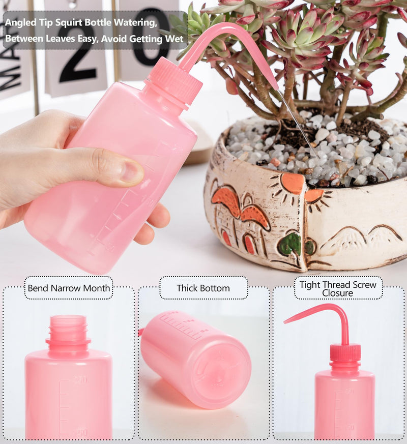 [Australia - AusPower] - Tattoo Wash Bottle- Melphoe 2Pcs 250ml Water Squirt Bottle Succulent Watering, Safety Rinse Bottle Watering Tools, Tattoo Supplies, Irrigation Squeeze Sprinkling Can Wash Plant Bottle (Pink) Pink 2*250ml 