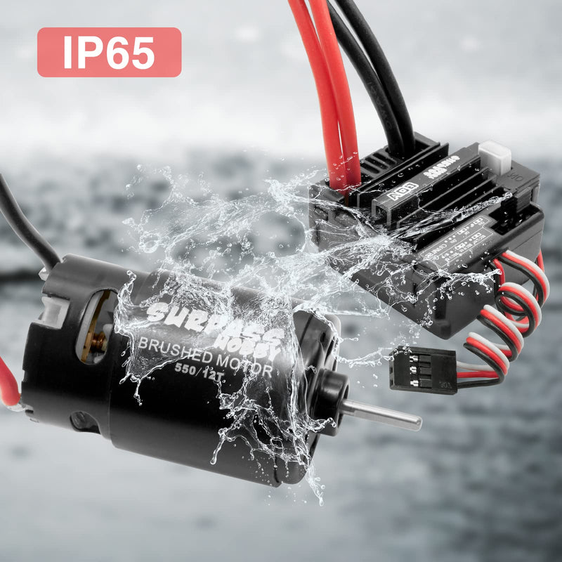 OGRC 550 12T Brushed Motor 80A ESC Set with T-XT60 Converter Adaptor for 1/10 RC Truck Car Traxxas Slash 2WD 4×4 Arrma Granite Senton Typhon 4×4 Redcat Axial HPI (T Plug)