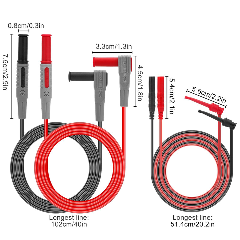 [Australia - AusPower] - SUNJOYCO 24Pcs Multimeter Test Leads, Alligator Clips, Test Hooks, Replaceable Multimeter Probes 1000V 10A CAT III for Fluke Voltmeter 