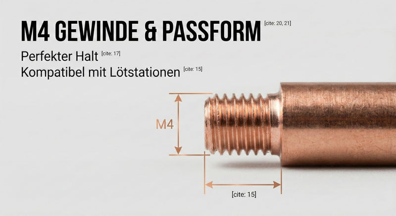 Soldering Tips Set 5 Pieces - 99.99% Pure Copper - M4 Screw Thread - Precise Shape - No Coating - Compatible with Parkside, LUX, ZD, Niteo - Extra Durable