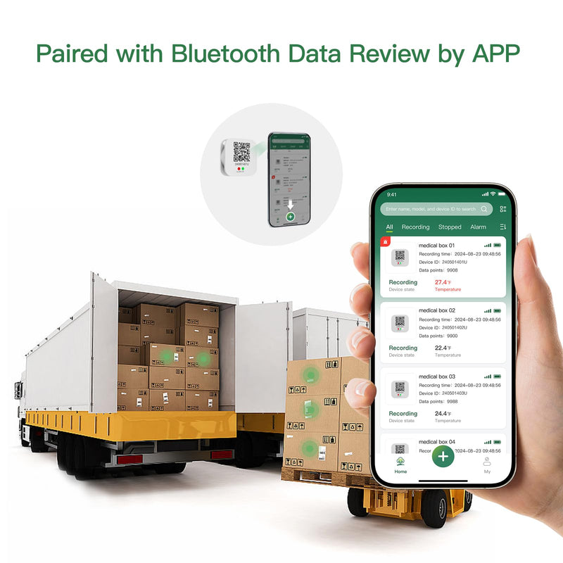 [Australia - AusPower] - Freshliance Bluetooth Temperature Data Logger Thermometer with LED Display and Replaceable Battary, Auto Data Graphing Analysis and Multi-User Data Sharing, Location Information via APP BlueTag T100 2 