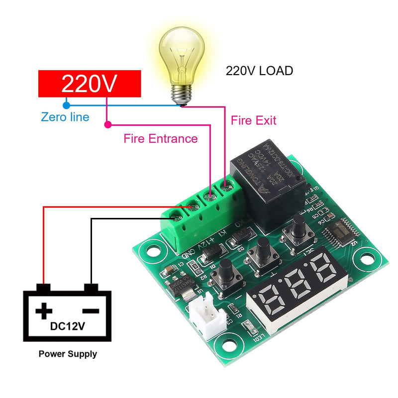 [Australia - AusPower] - 4 Pieces W1209 with Case 12V DC Digital Temperature Control Board Micro Digital Thermostat-50-110°C Electronic Temperature Control Module Switch with 10A Single Channel Relay and Waterproof Function 