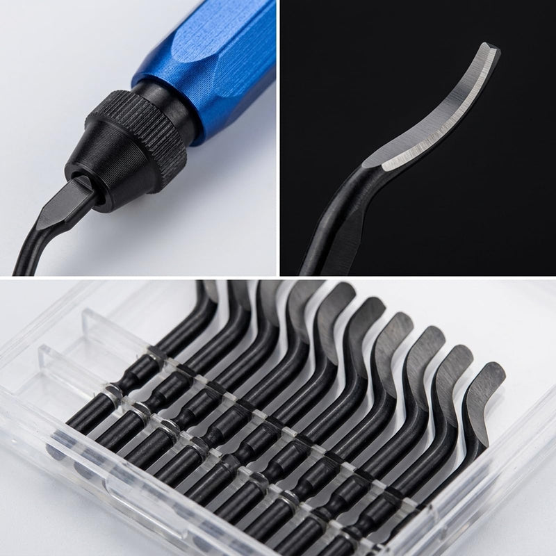Deburring 3D Printing, Universal Deburring Tool, 1 Handle with 10 Replacement Blades for 3D Printing, Model Making, DIY Projects, Steel, Copper, Aluminum and Plastic