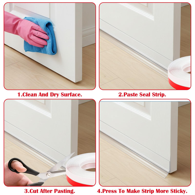 T-Shaped Silicone Weather Stripping for Doors Frame Seal 2 in x 20 ft Self Adhesive Door Draft Stopper Door Seal Strip Side & Bottom Insulation Strip for Glass Shower Doors Sliding Window