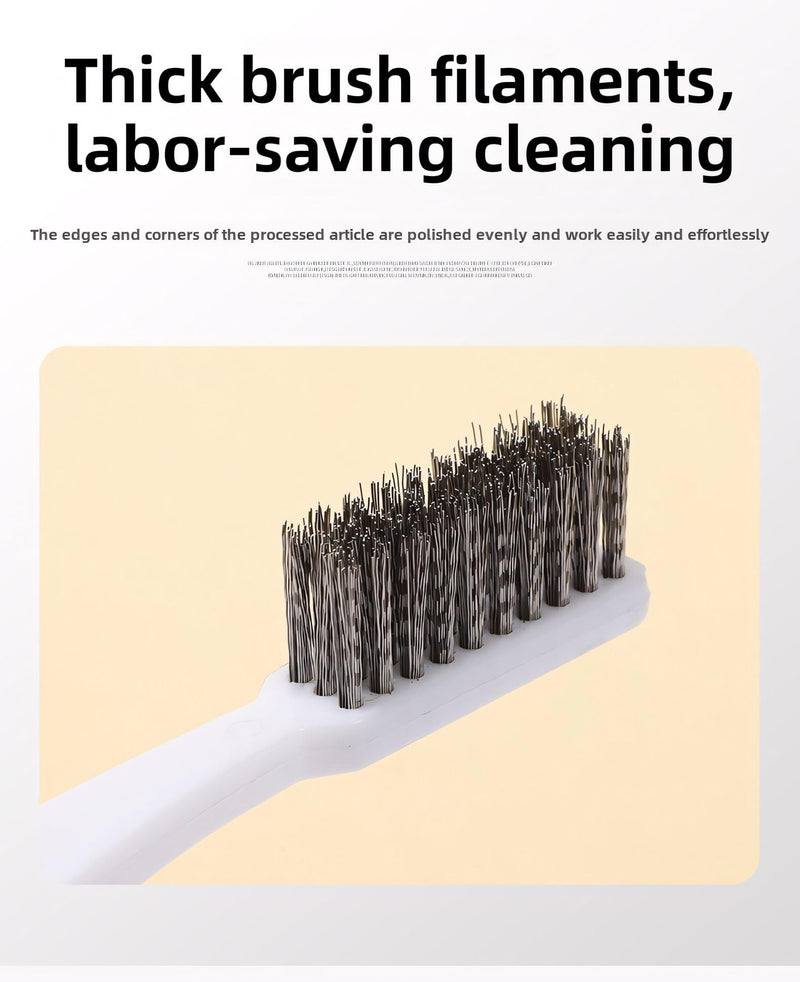 [Australia - AusPower] - Stainless Steel Wire Brushes - Heavy-Duty Reinforced Bristle Cleaning Brushes for Kitchen, Industrial Use, Walnut Carving Gaps, Rust Removal & Polishing (5-Pack, 18cm White Handle) 