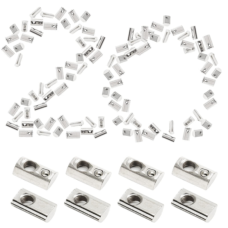 [Australia - AusPower] - 50 Pcs 2020 Series M5 Half Round Roll in Spring T Nuts, Roll in Spring Loaded T Nut for European Standard 20 Series 6mm T-Slot Aluminum Extrusion Profile 20S-M5 50Pcs 