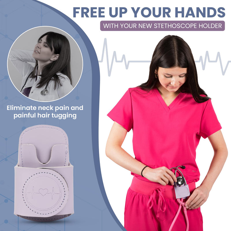 [Australia - AusPower] - Stethoscope Holder Hip Clip with Cute & Hygienic Design | Nurse Accessories in Gift Box | Durable Adhesive Clip (Lavender) Lavender 